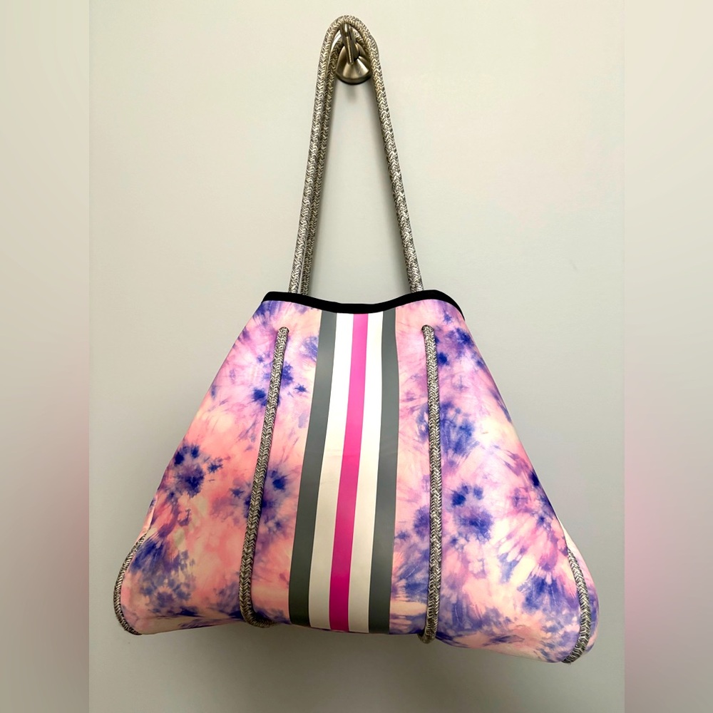 Pink and Gray Tie-Dye Neoprene Tote Bag